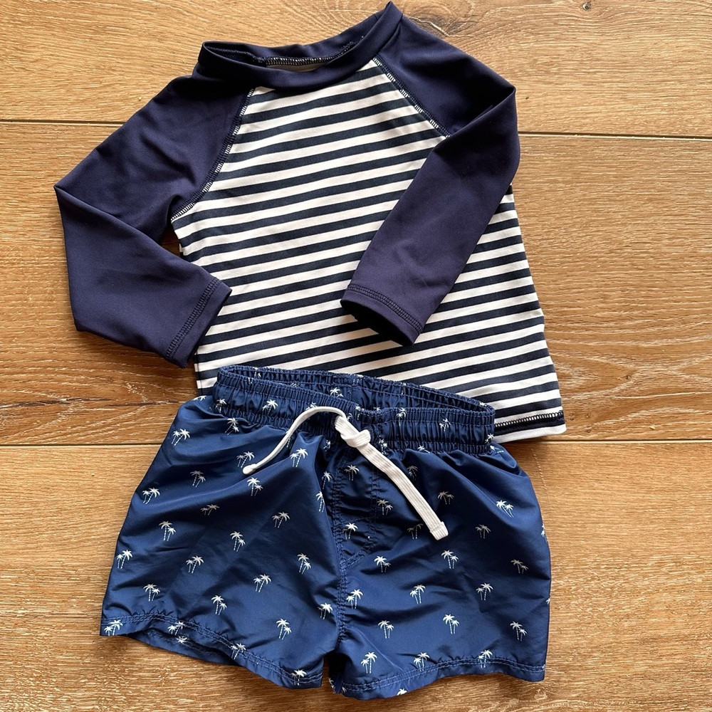 H&M Swim Trunks+ Cat & Jack Rash Guard 6-12 Months